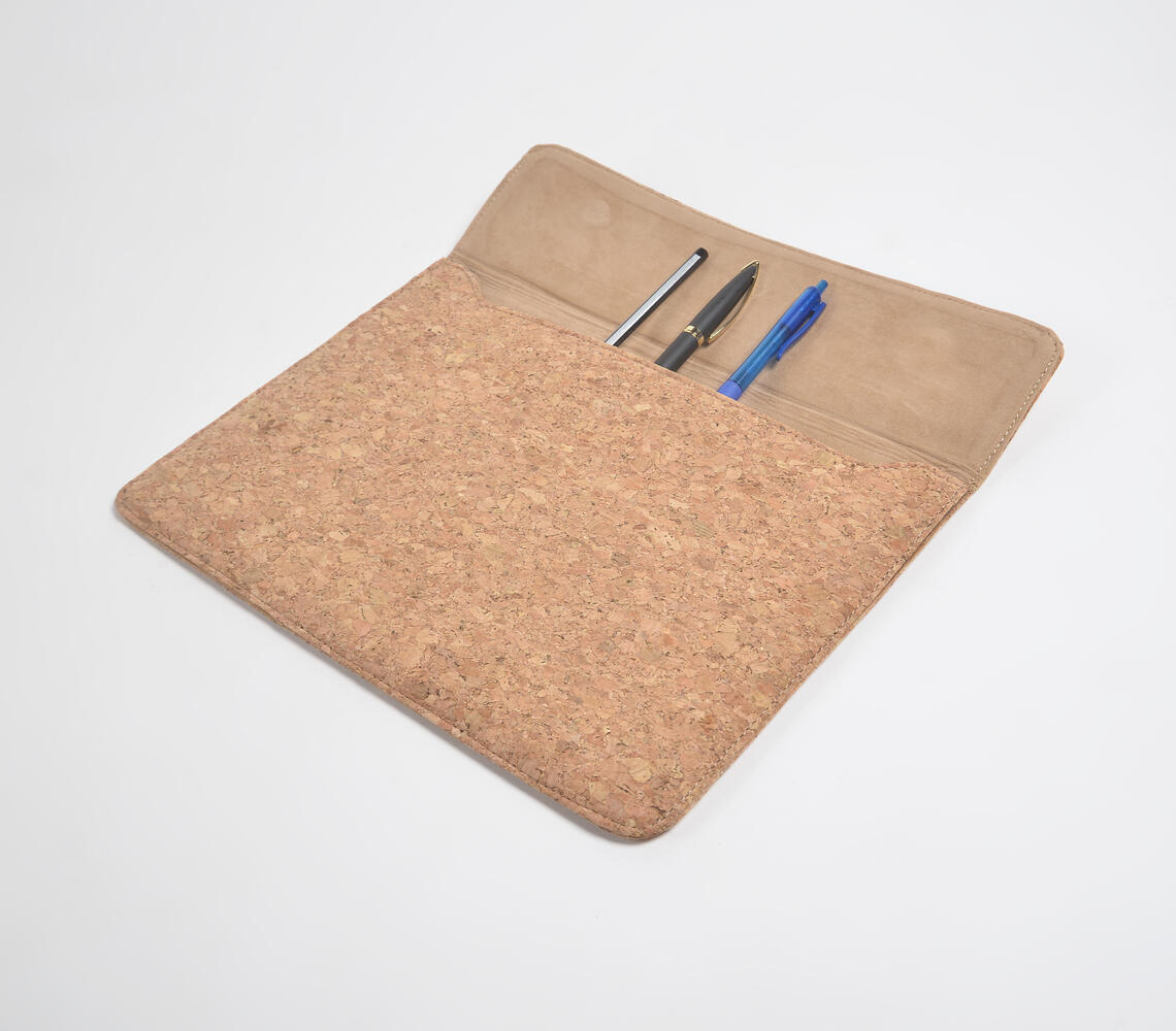 Hand stitched minimal cork laptop bag