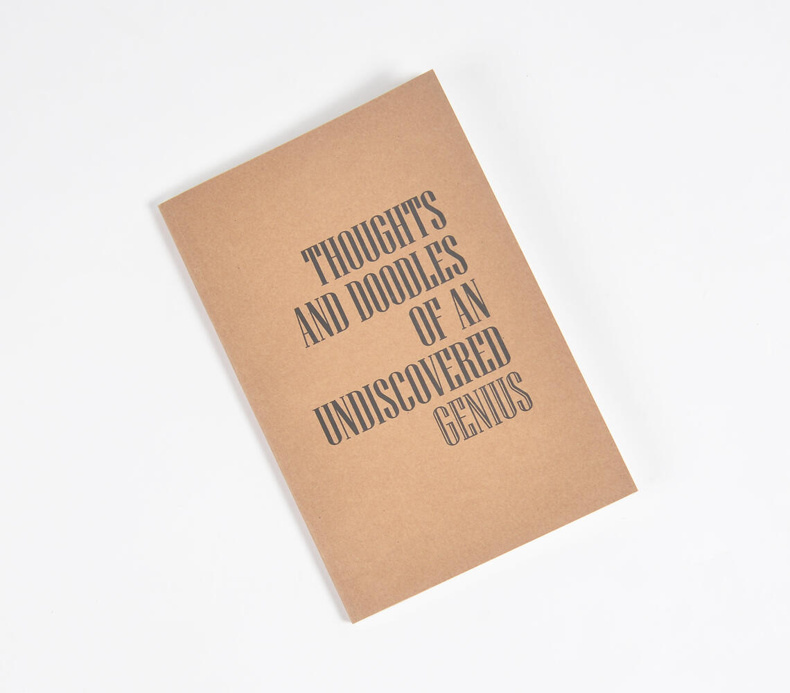 Screen printed brown notebook with quote