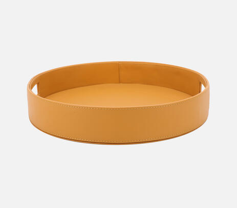 Faux leather classic round tray