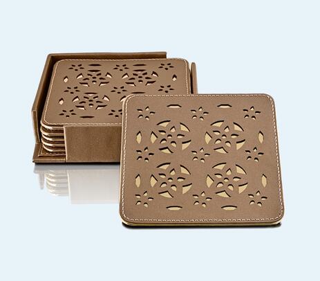 Faux leather square coasters (set of 6)