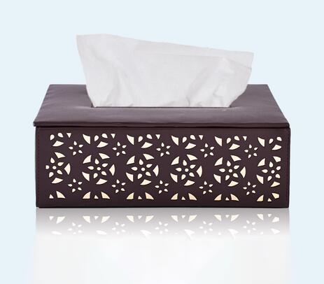 Lattice faux leather tissue box