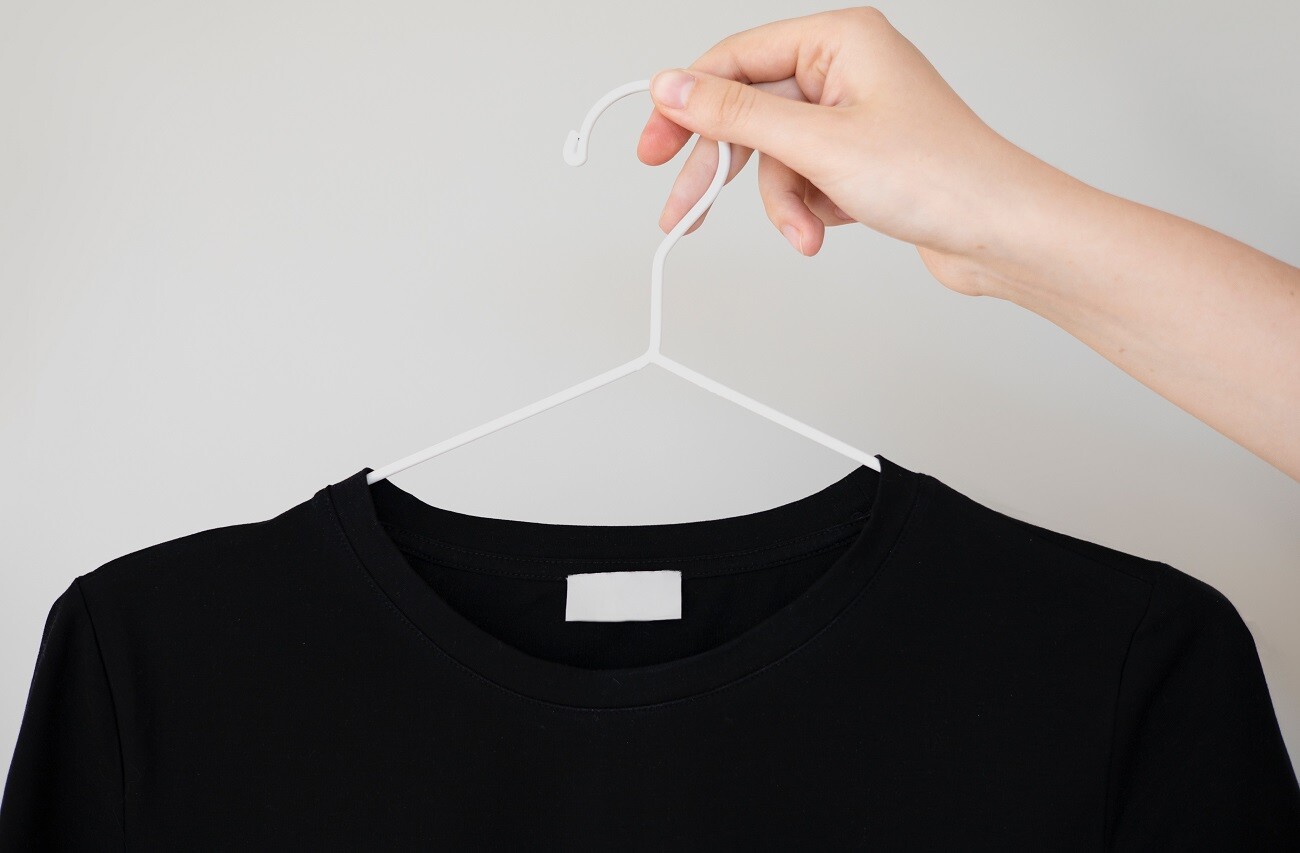 A t-shirt hung on a hanger