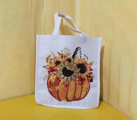 Floral pumpkin handmade felt bag
