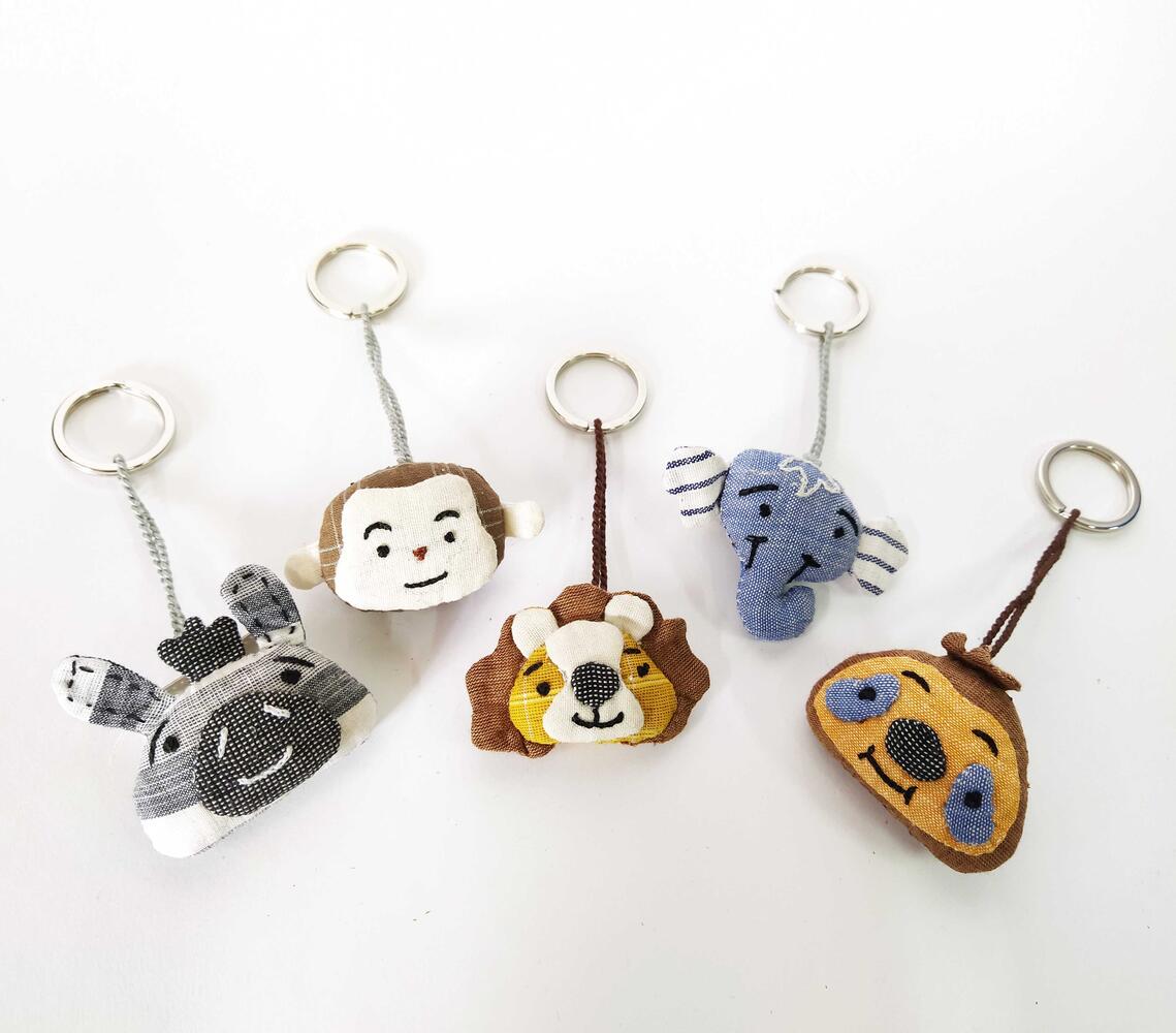 Handmade cotton animal key ring