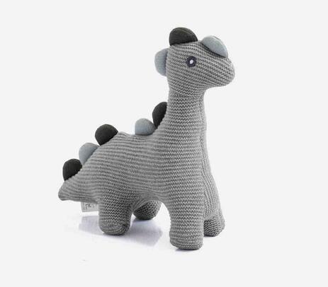 Knitted grey dino soft toy