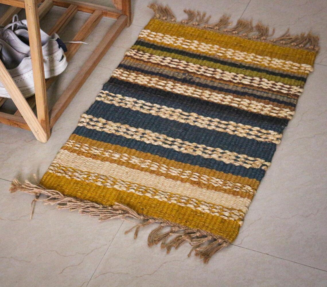 Handwoven 100% hemp boho rug