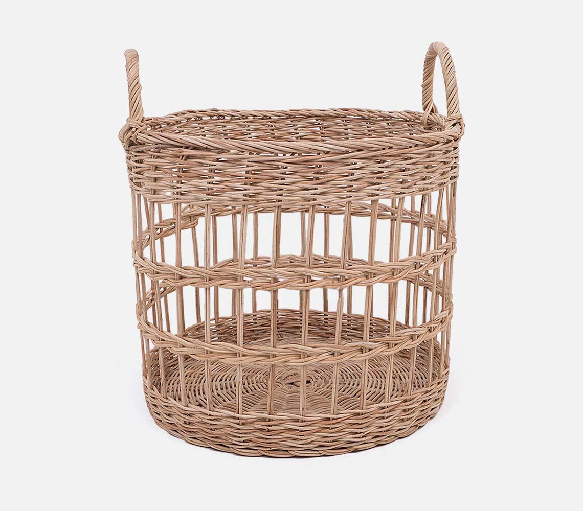 Rattan open weave laundry basket