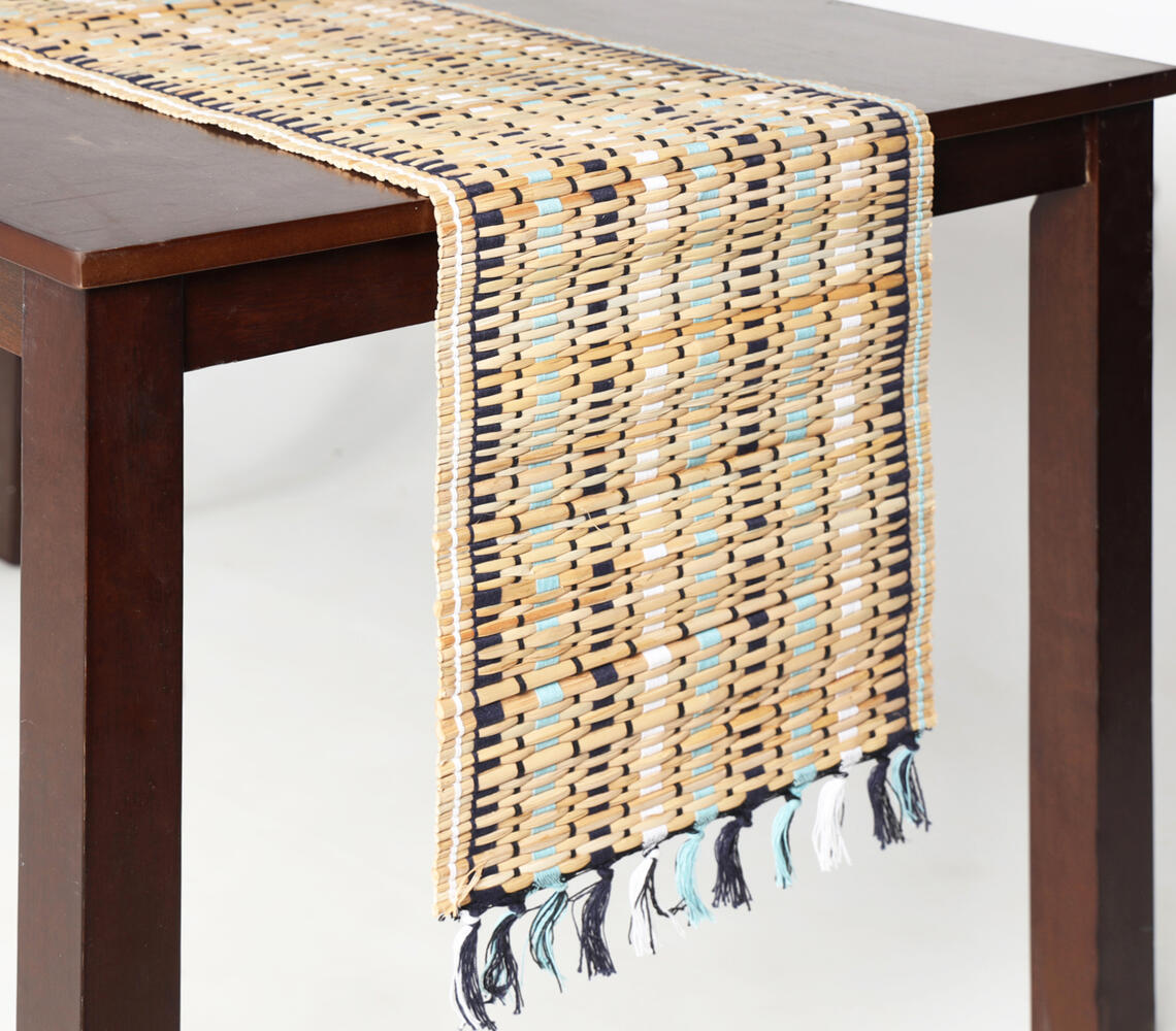 Handwoven seagrass lines table runner