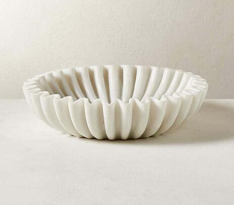 Hand carved marble scalloped knick-knacks dish