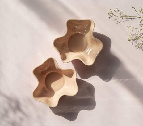 Ceramic blush floret bowls
