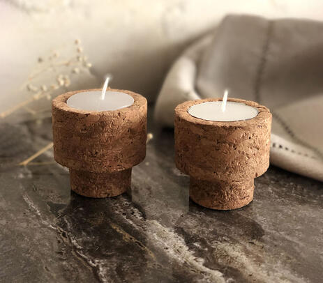 Cork candle stands