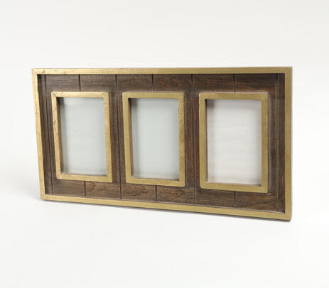 Triple panel wooden photo frame