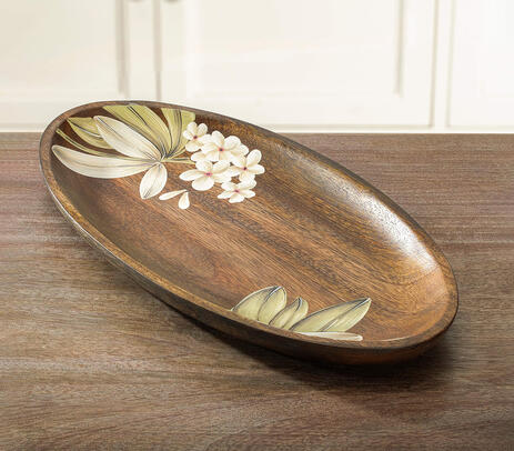 Hand carved oval wooden platter
