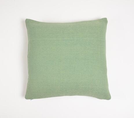 Hand stitched solid cotton & jute cushion cover