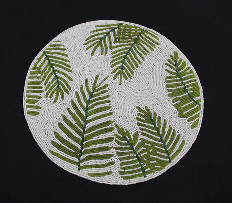 Glass beaded leaf placemat