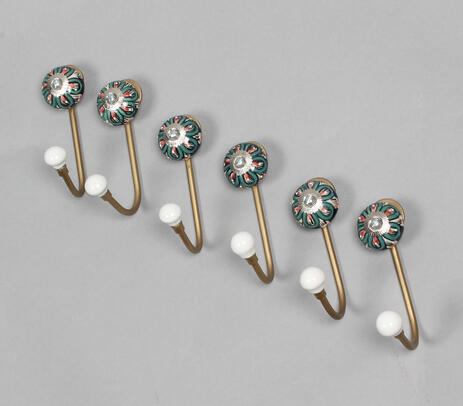 Ceramic floral & gold-toned iron hooks