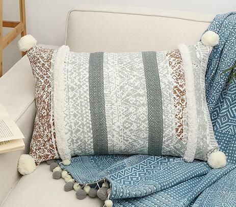 Block printed cotton cushion cover