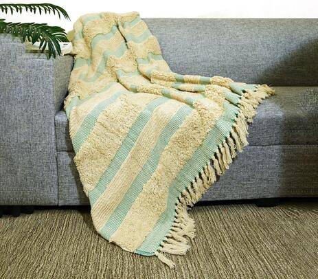 Handwoven cotton throw with tassels