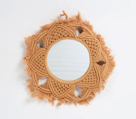 Hand knotted macrame star wall mirror