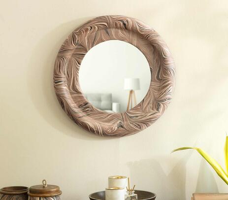 Papier mache ecomix abstract round wall mirror