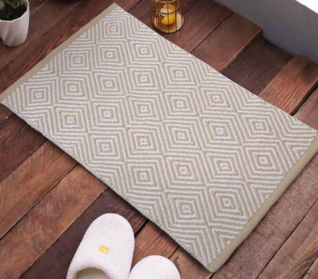 Geometric cotton door rug