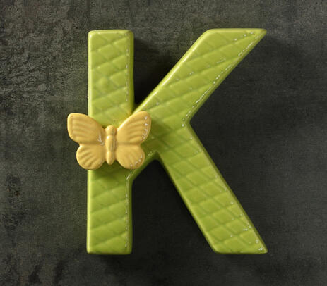 Ceramic 'K' alphabet decorative