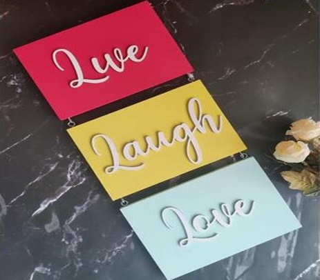 Handmade 'live laugh love' wall decor
