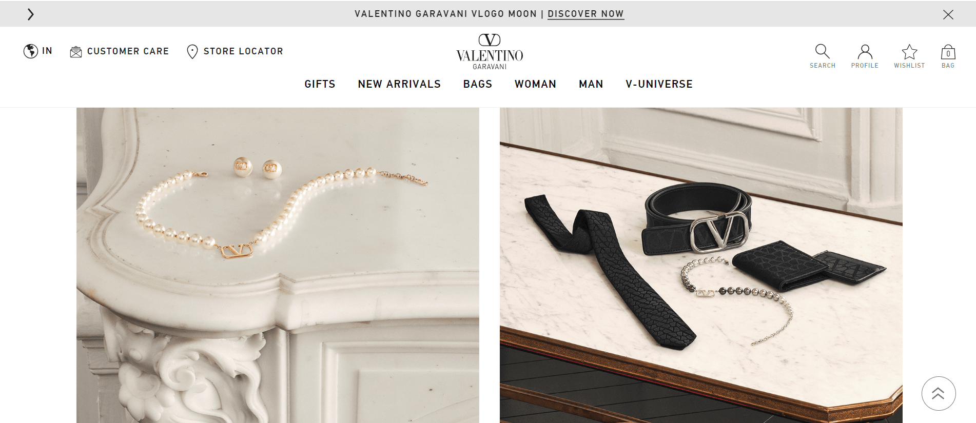 Valentino website homepage