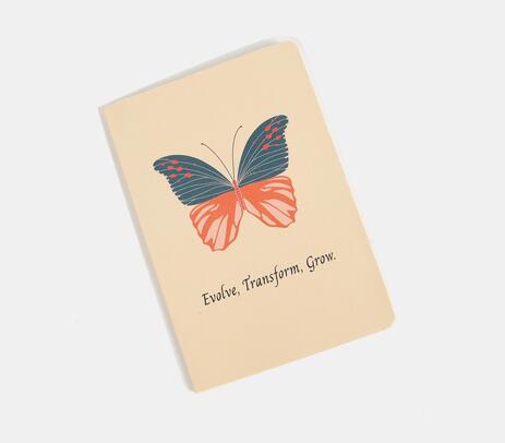 Eco leather butterfly & typography notebook