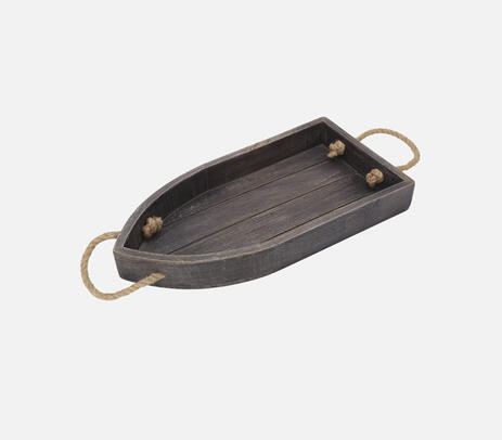 Boat-shaped wooden tray