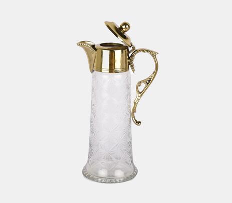 Gold-toned brass & glass jug