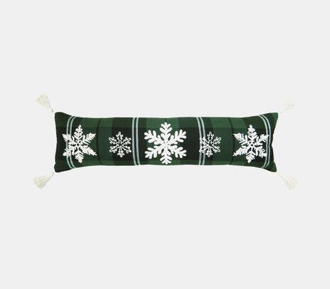 Embroidered snowflake tasseled lumbar cushion cover