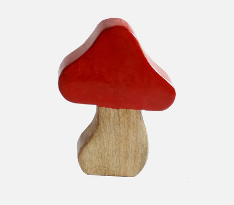 Hand carved mango wood red mushroom