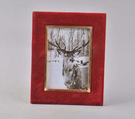 Handmade brass & velvet red photo frame