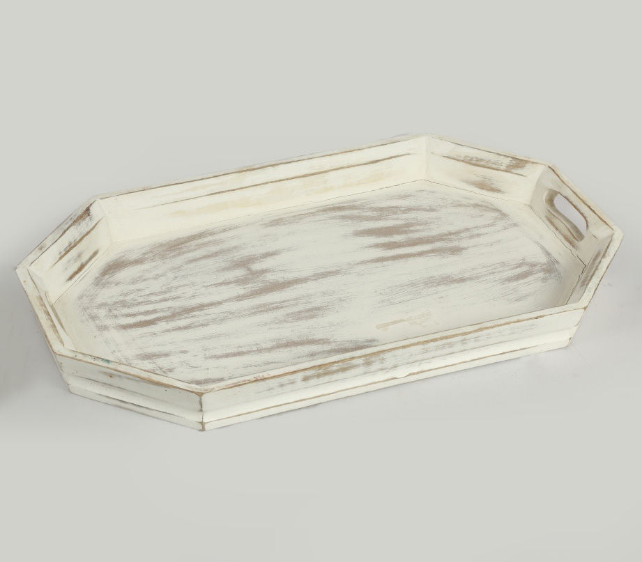 Hand cut wooden serving tray