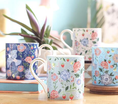 Midsummer glazed fine china porcelain mugs (set of 4)