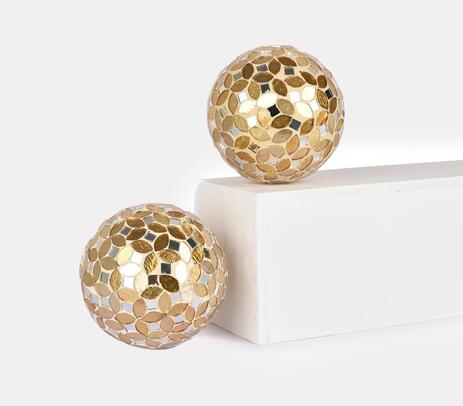 Mosaic mirror decorative balls (set of 2)