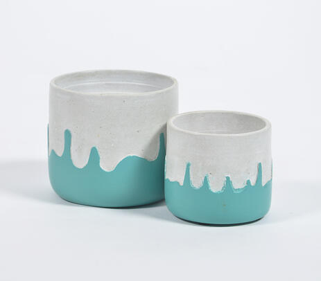 Playful teal concrete planters (set of 2)