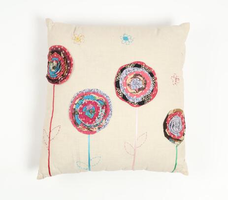 Recycled cotton floral cushion cover
