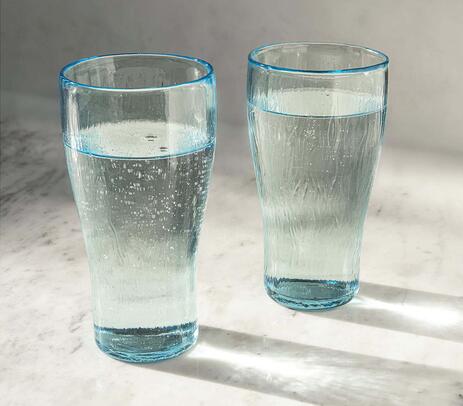 Turquoise tall glass tumblers (set of 2)