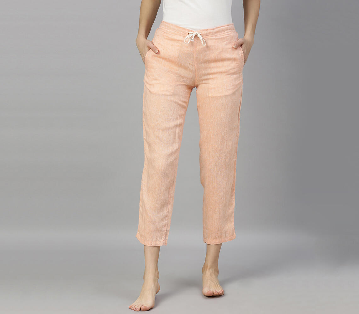 Casual orange hemp lyocell & linen blend lounge pant for women