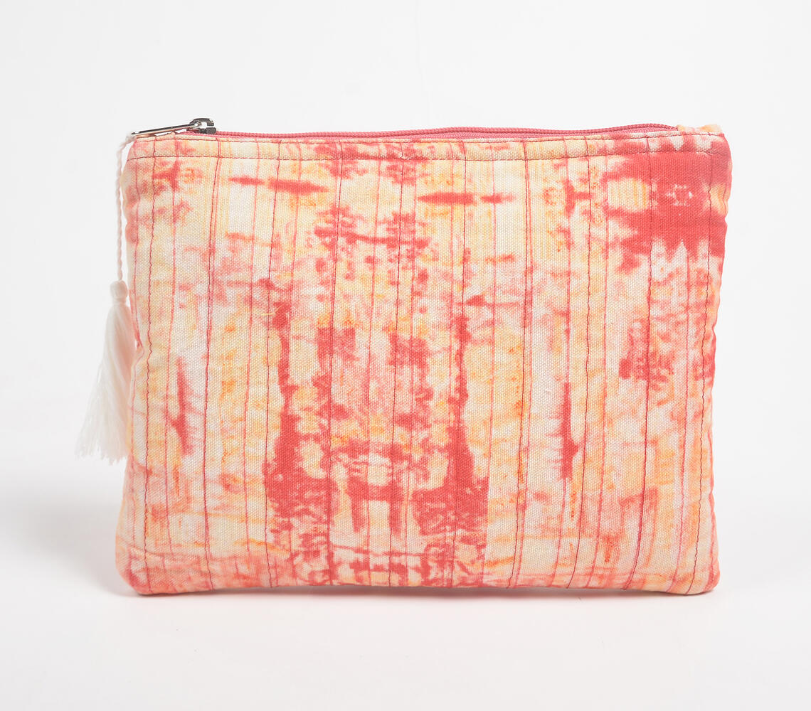Stripe-quilted tie-&-dye pouch