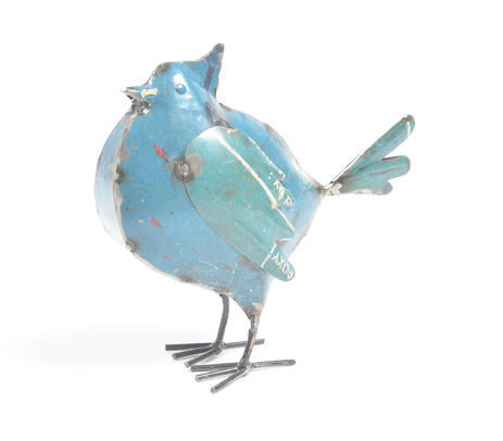 Recycled iron blue bird tabletop decorative