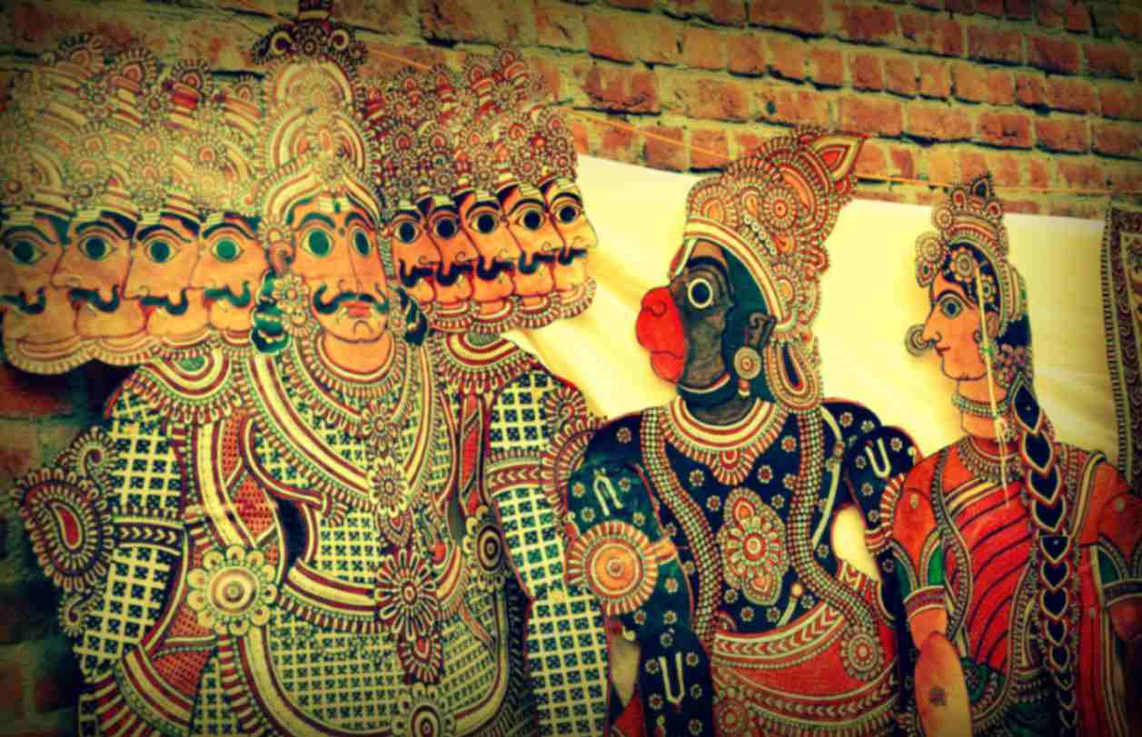 Leather puppets depicting characters from the Hindu mythology Ramayana