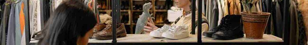 Shoppers browsing around a thrift store