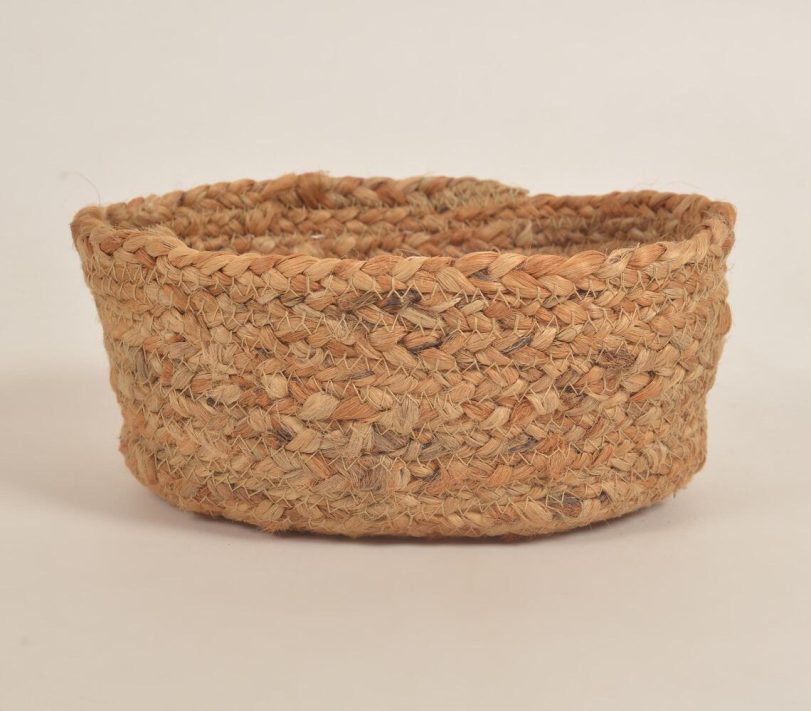 Handmade 100% hemp round storage basket | Qalara