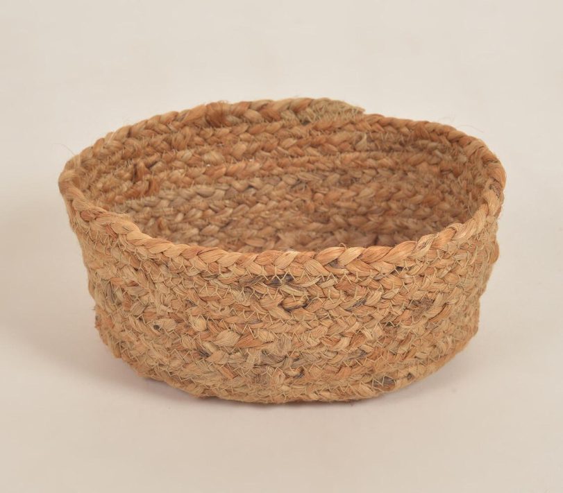 Handmade 100% hemp round storage basket | Qalara