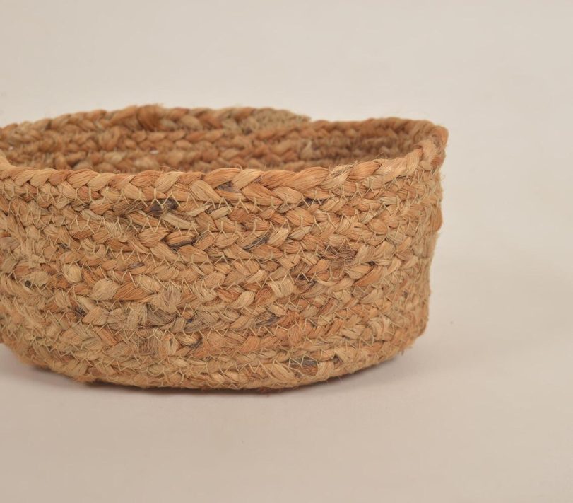 Handmade 100% hemp round storage basket | Qalara