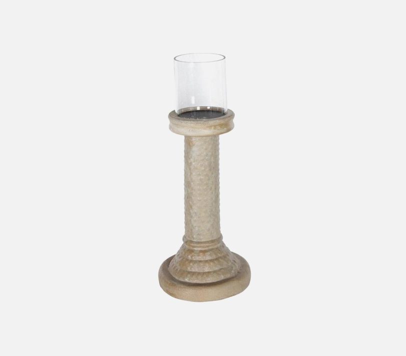 Handmade beige ecomix candle holder | Qalara