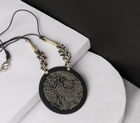 Silver inlay alloy pendant necklace